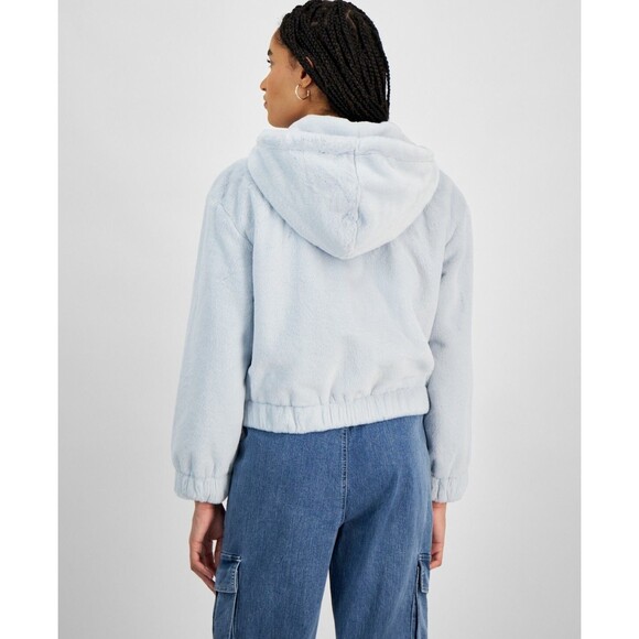 Planet Heart Juniors' Faux-Fur Cozy Zip-Front Jacket - Blue Opal, L - Picture 2 of 2
